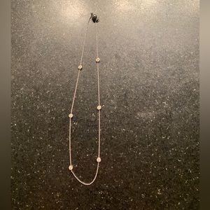 Diamond by the yard necklace, .25 carat, 14 kt white gold, 16"